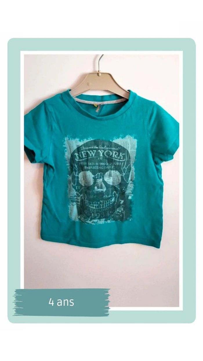 🍄 Tshirt 4 ans tête de mort Orchestra bleu clair