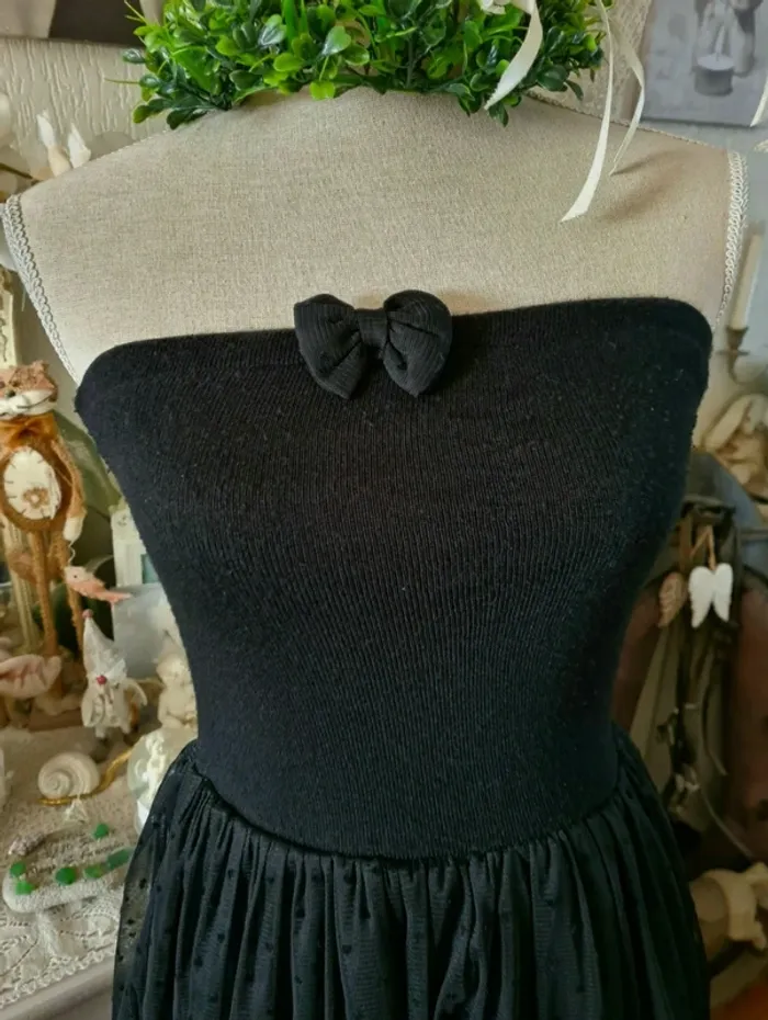 Robe noire tulle plumetis Stradivarius Taille S - photo numéro 2