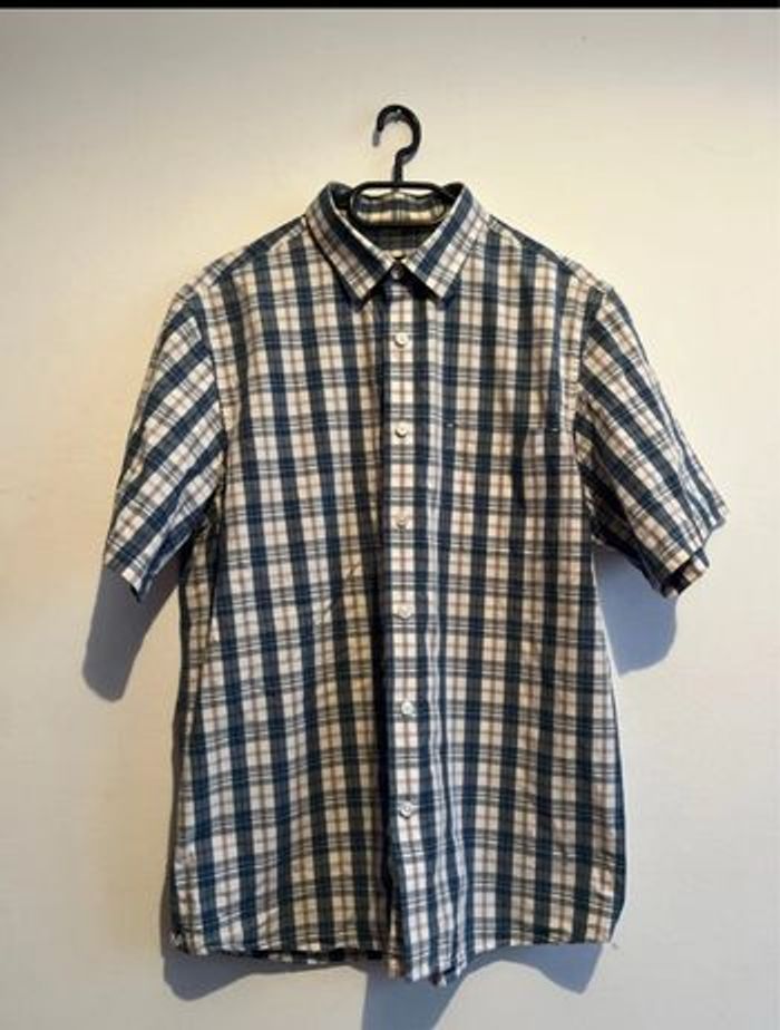 Chemise Homme à Carreaux Bleu et Rouge - Manches Courtes - Élodie Bauer (Taille M) - 100% Coton