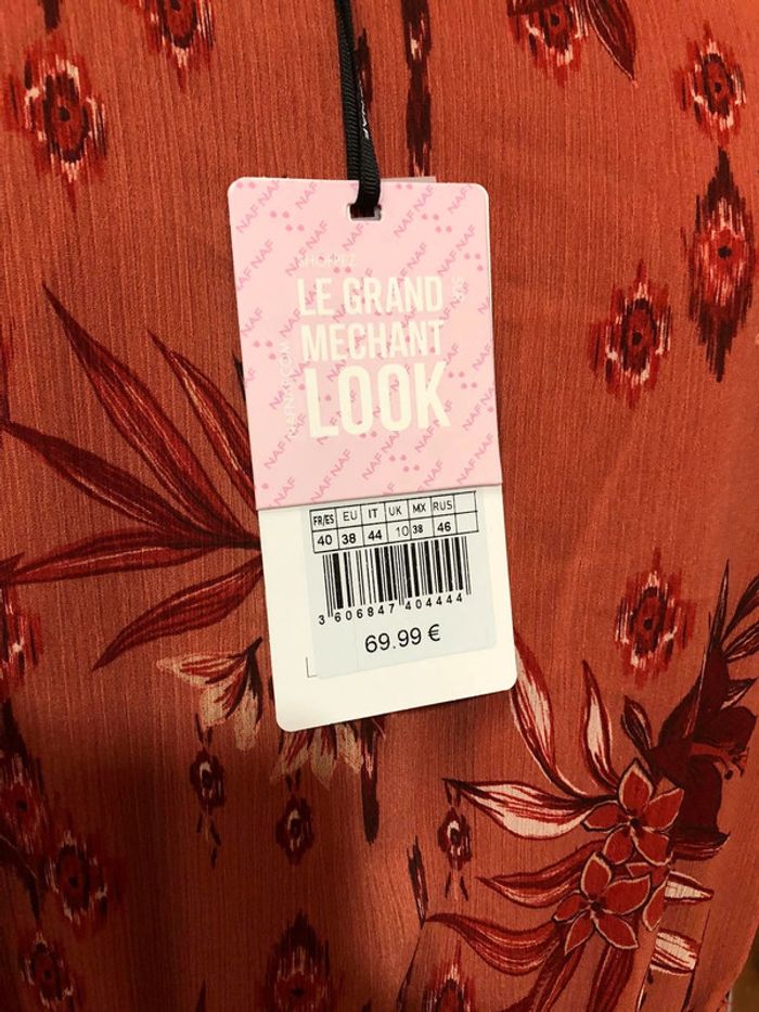 Robe terracotta à fleurs naf naf - n e u v e - photo numéro 5