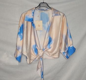 Boléro abricot/bleu