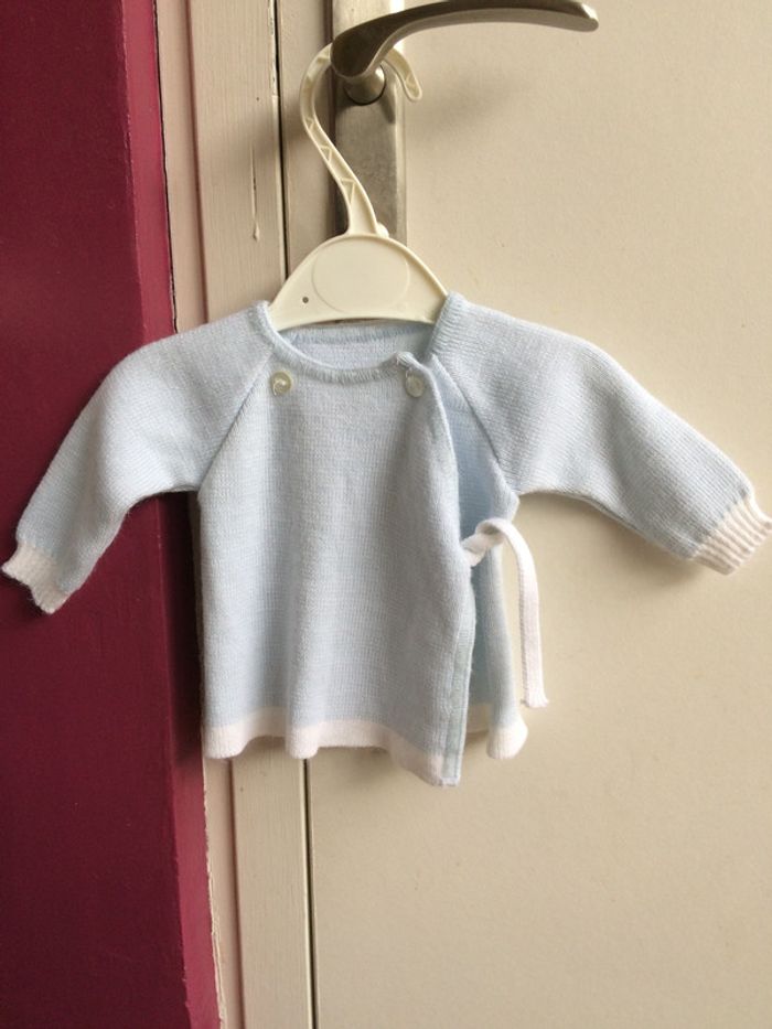Gilet bleu brassière naissance - photo numéro 3