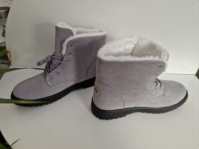 Bottines Grises Fourrure Blanche - photo numéro 8