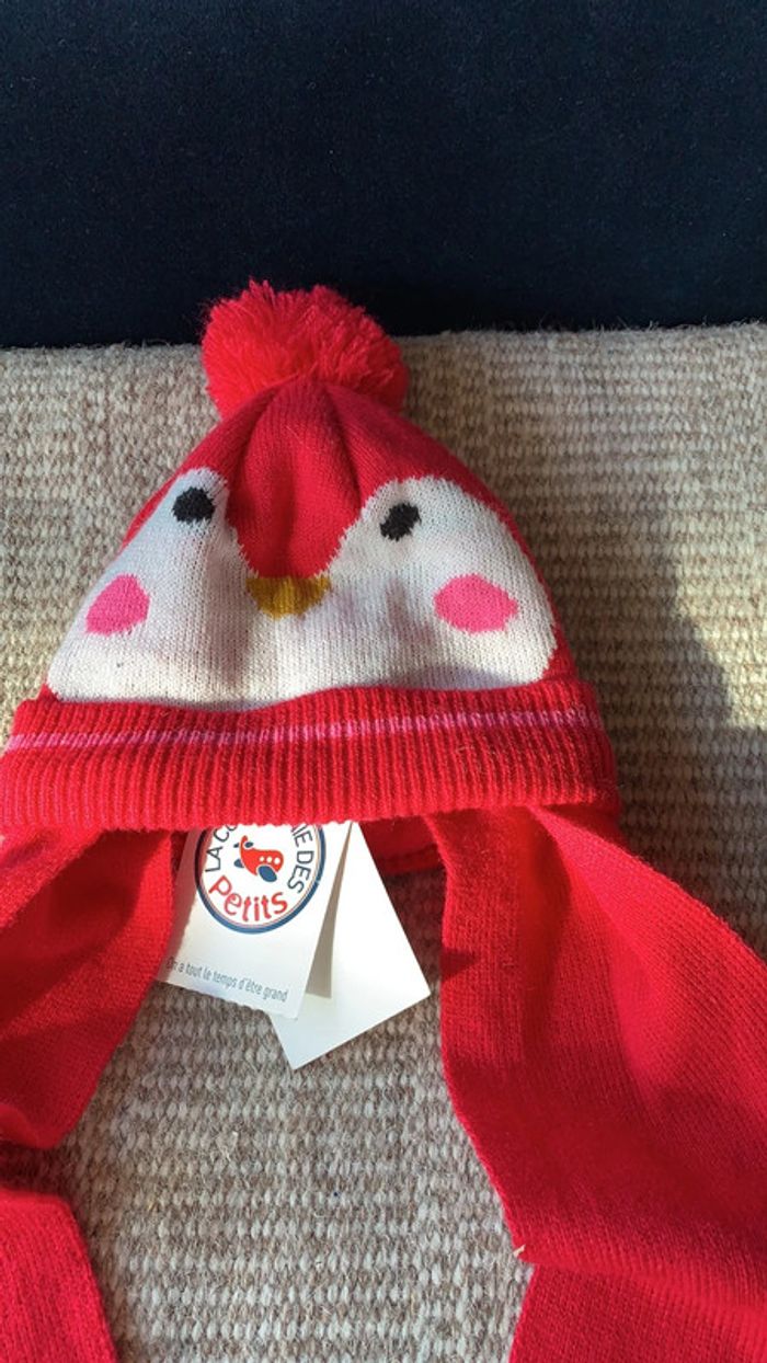 Bonnet écharpe taille 1 0-6 mois motif mignon pompon - photo numéro 2
