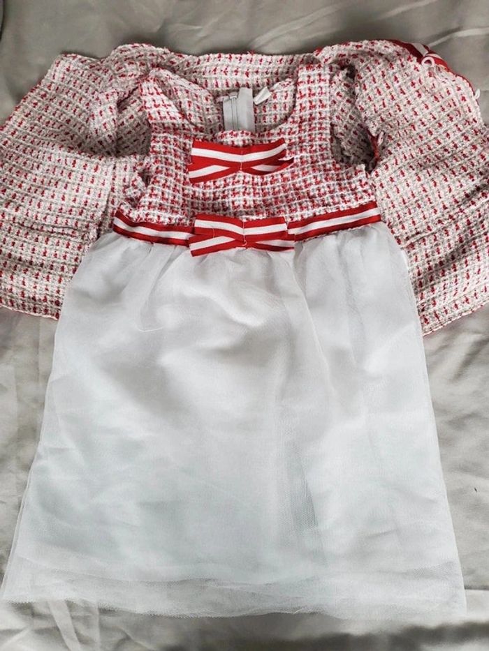 🌴 Ensemble robe voile et tweed rouge et cardigan - photo numéro 2