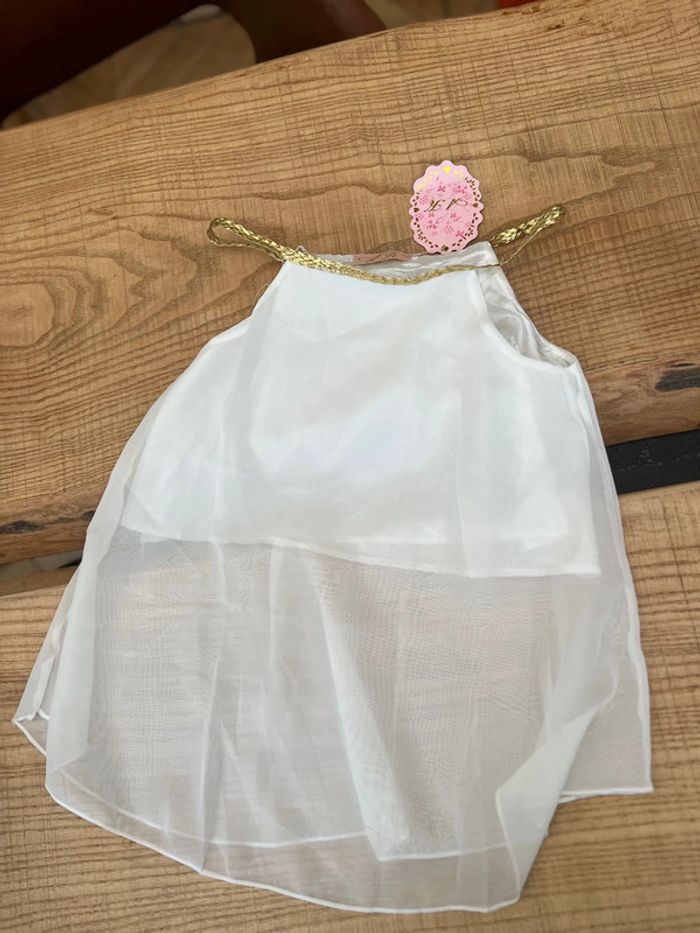 Neuf étiqueté Top blouse tunique blanche taille 6 ans doré débardeur été voilage - photo numéro 3