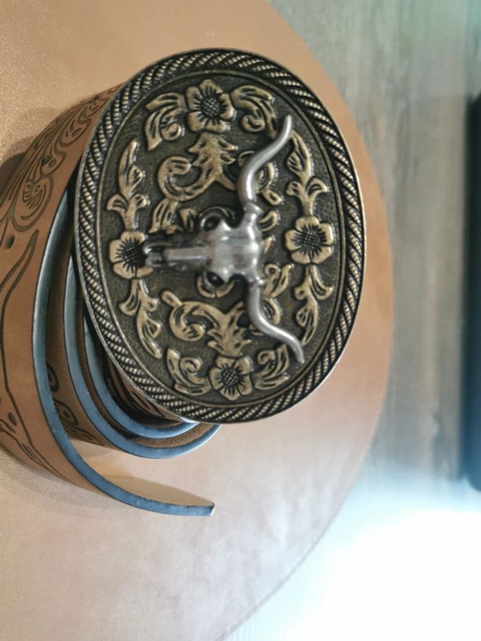 Ceinture de cowboy country taureau dorée - photo numéro 2