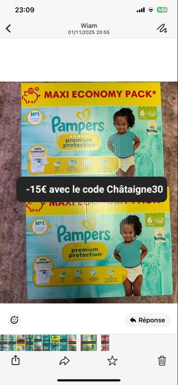 2 carton de couches Pampers taille 6
