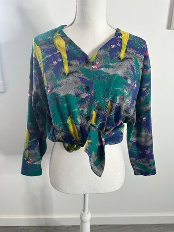 Cardigan multicolore perroquets Vintage T40 L