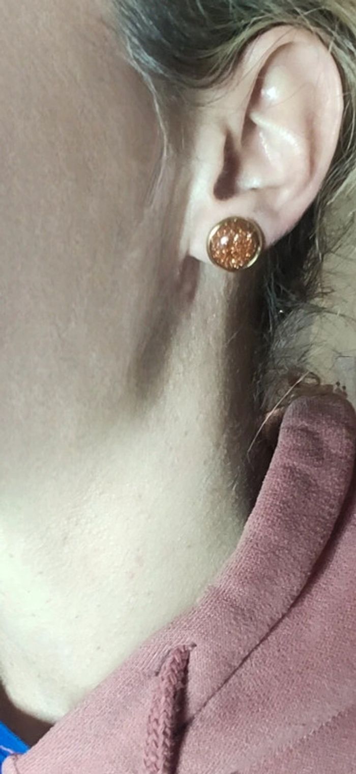 Boucles oreilles en Goldstone de Cuivre - photo numéro 5