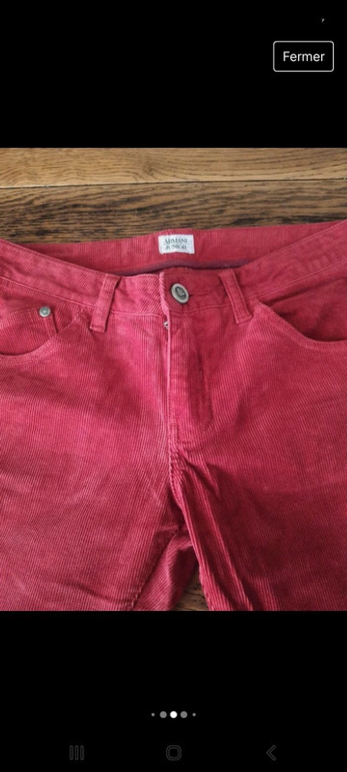 Pantalon Armani junior 12ans en velour Rouge - photo numéro 10