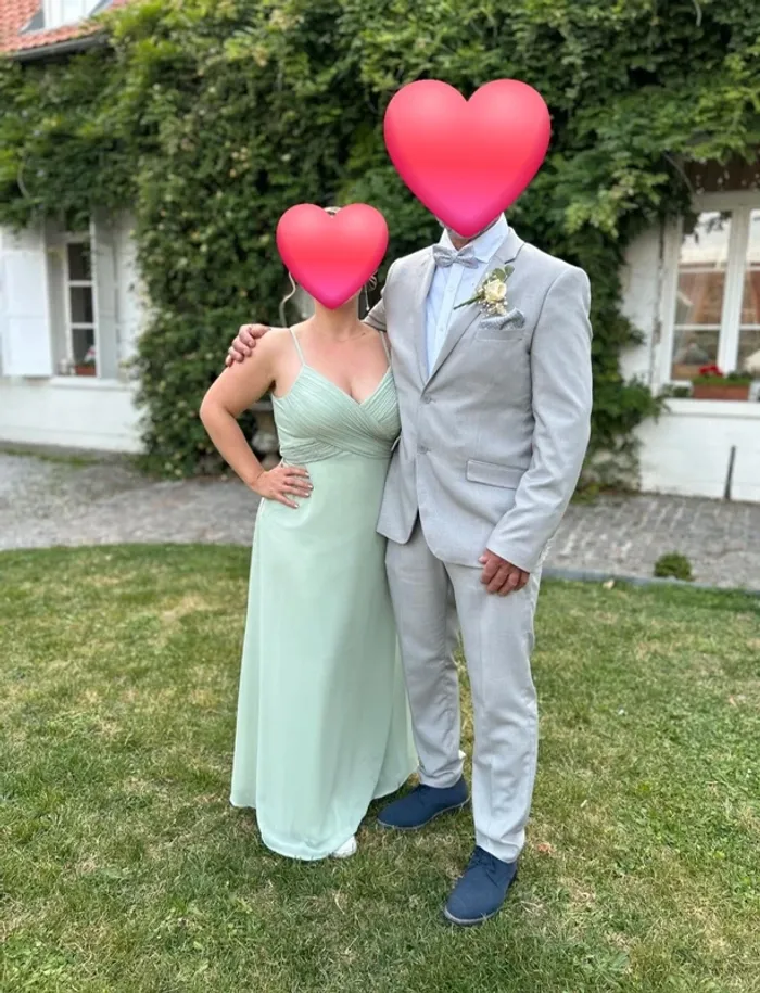 Robe de demoiselle d’honneur vert sauge – Taille L (40) neuve bohème, champêtre, chic - photo numéro 7