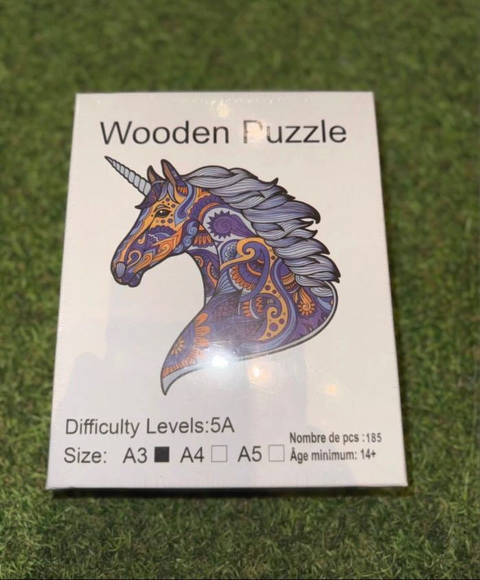 Puzzle en bois A3 - Licorne colorée - 185 pièces - Neuf, niveau 5A