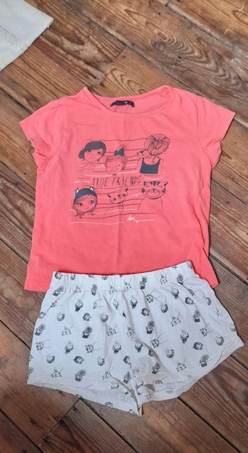 Pyjama fille 2 pieces 5 ans Kiabi rose et blanc