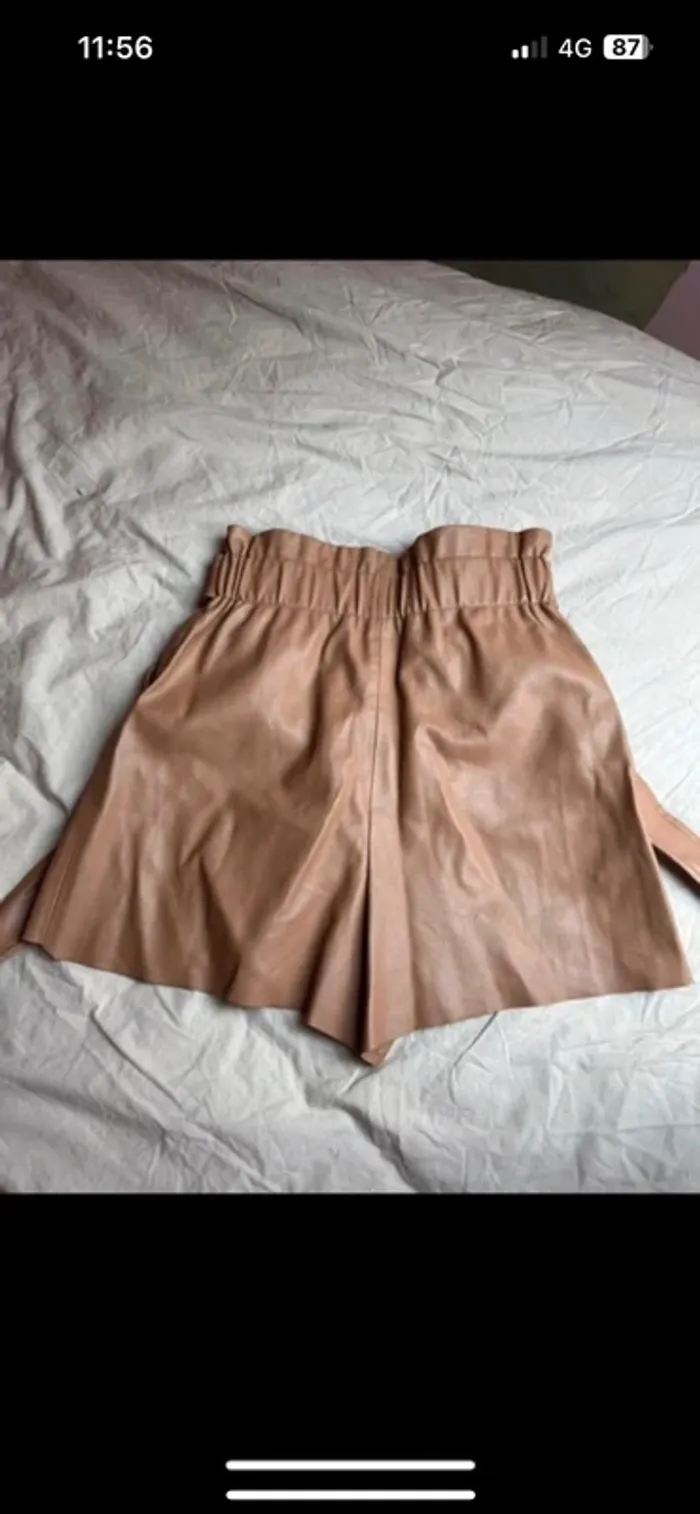 short zara simili cuir marron camel - photo numéro 3