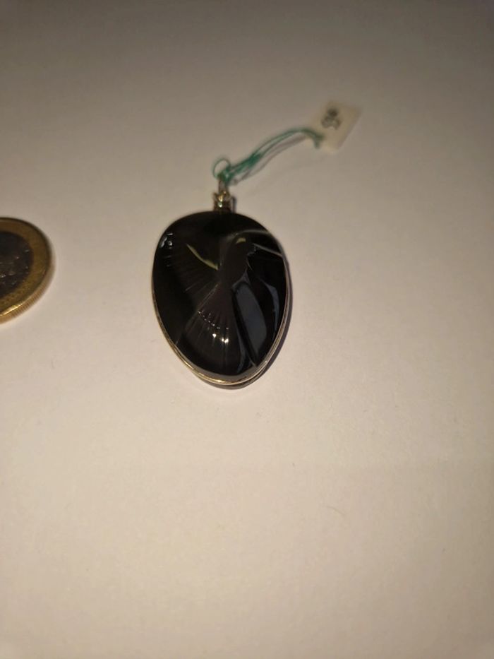 Pendentif obsidienne arc en ciel colombe Mexique - photo numéro 4