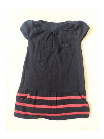 Robe bébé Gap mi-saison coton noir rayures rouges bas manches courtes 3 mois