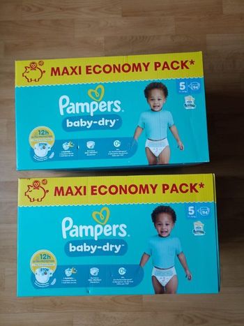 2 cartons de couches Pampers baby-dry T5 taille 5