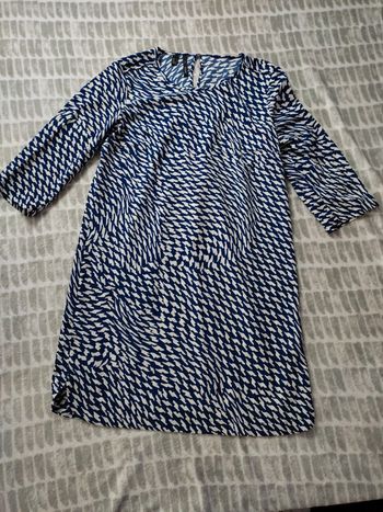 Robe bleu et blanc motif manches 3/4 Mango taille M 38