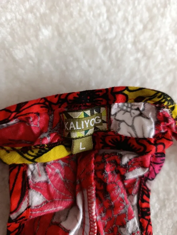 Robe d'été Kaliyog rouge fleurie L 10% coton - photo numéro 10