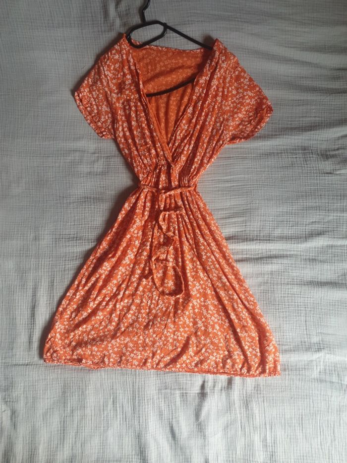 Petite robe d'été fleurie orange - photo numéro 3