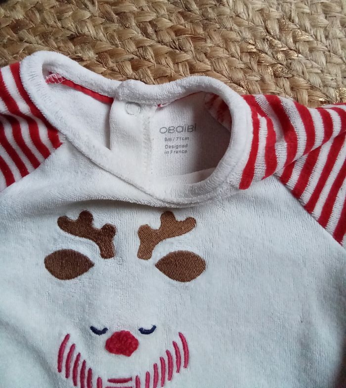 Pyjama 2 pièces en velours rayé thème Noël Obaibi taille 9 mois - photo numéro 6