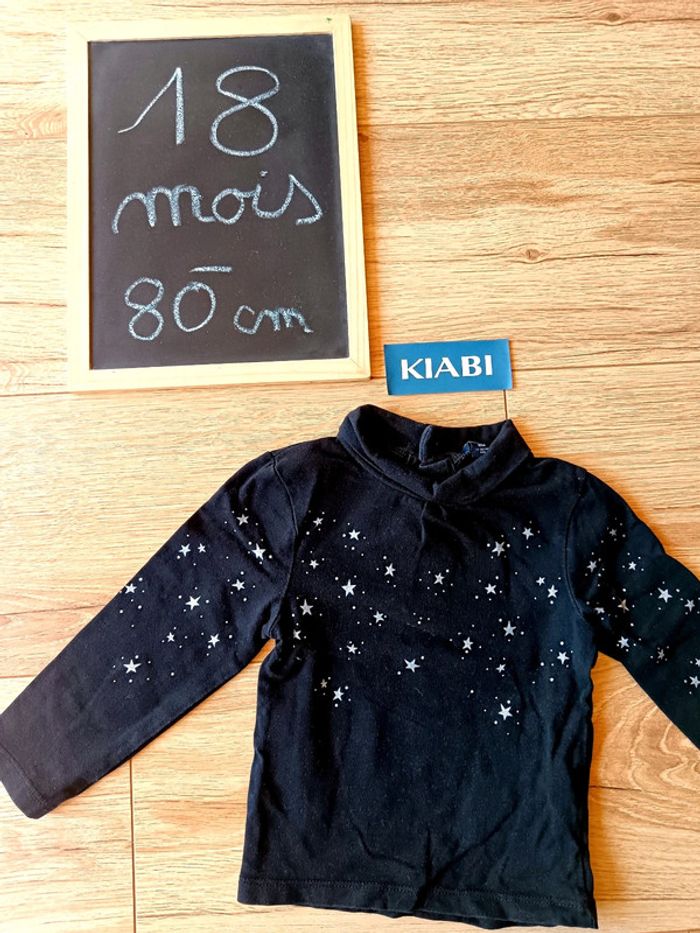 T-shirt manches longues noir Kiabi
