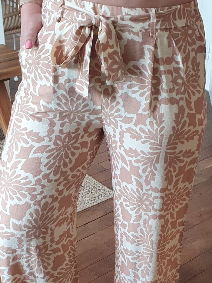 Pantalon fluide Maldives beige/camel Taille L - photo numéro 4