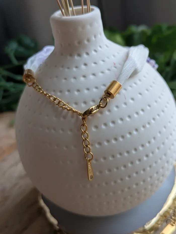 Bracelet en tissu et à charms coquillage - photo numéro 3