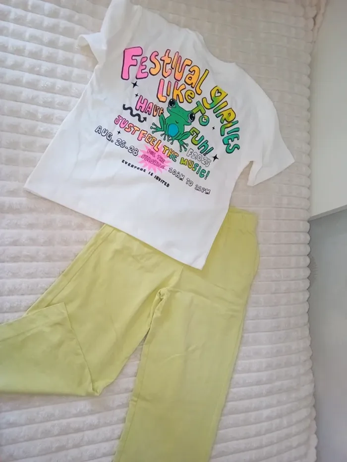 Ensemble fille Tshirt +pantalon wide leg 6/7ans Zara 💚🌼 - photo numéro 5