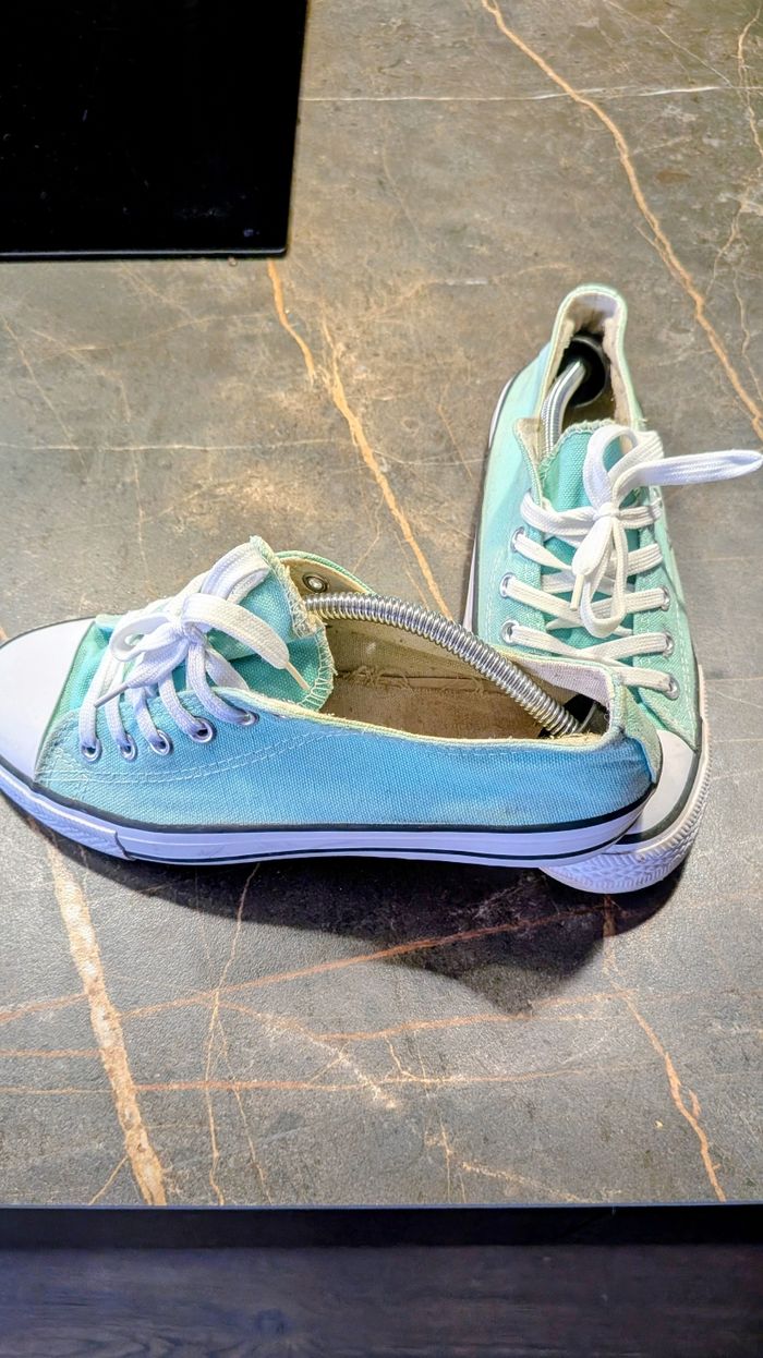 Baskets basses style Converse turquoise - photo numéro 2