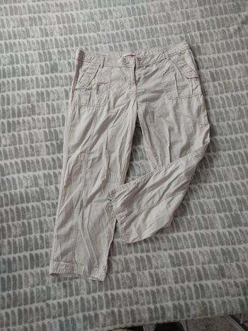 Pantalon court pantacourt beige crème camaïeu taille 44