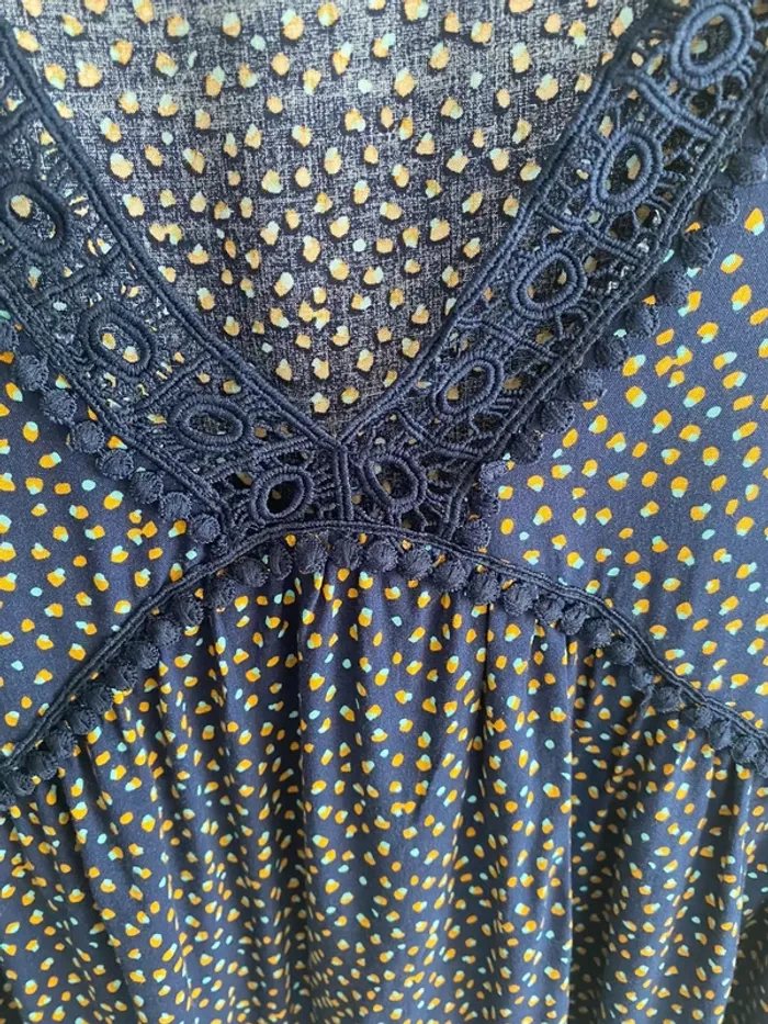 Blouse akoz de toi paris marine imprimer moutarde bleu ciel - photo numéro 2