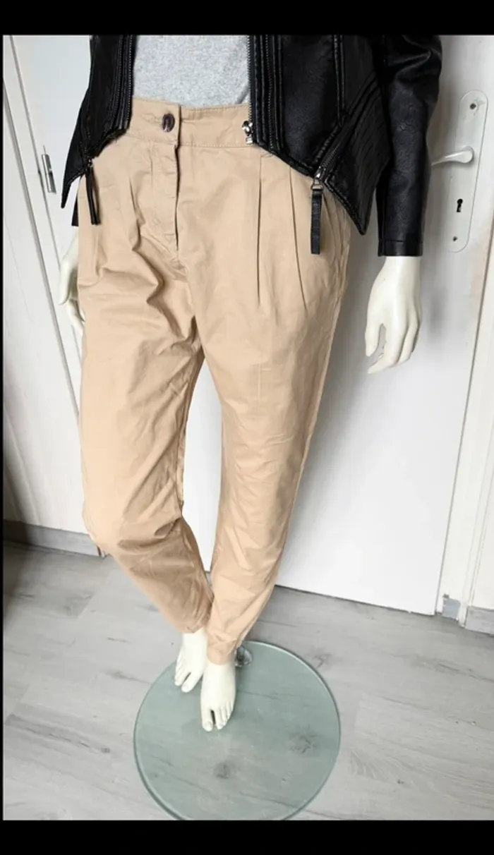 Pantalon chino ONLY femme – Taille 38/34 – beige – Neuf avec étiquette - photo numéro 3