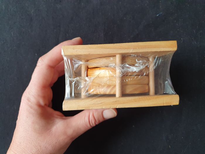 Set de 4 sous de verre en bois et liège avec support Neuf sous blister - photo numéro 4