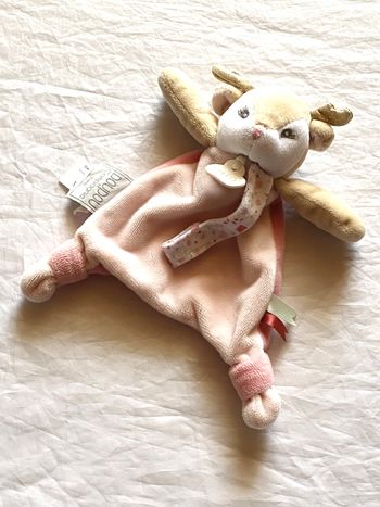 Petit Cerf Marron Doudou Petite Combinaison Rose Animal Faune Peluche Petits Enfants Bébés