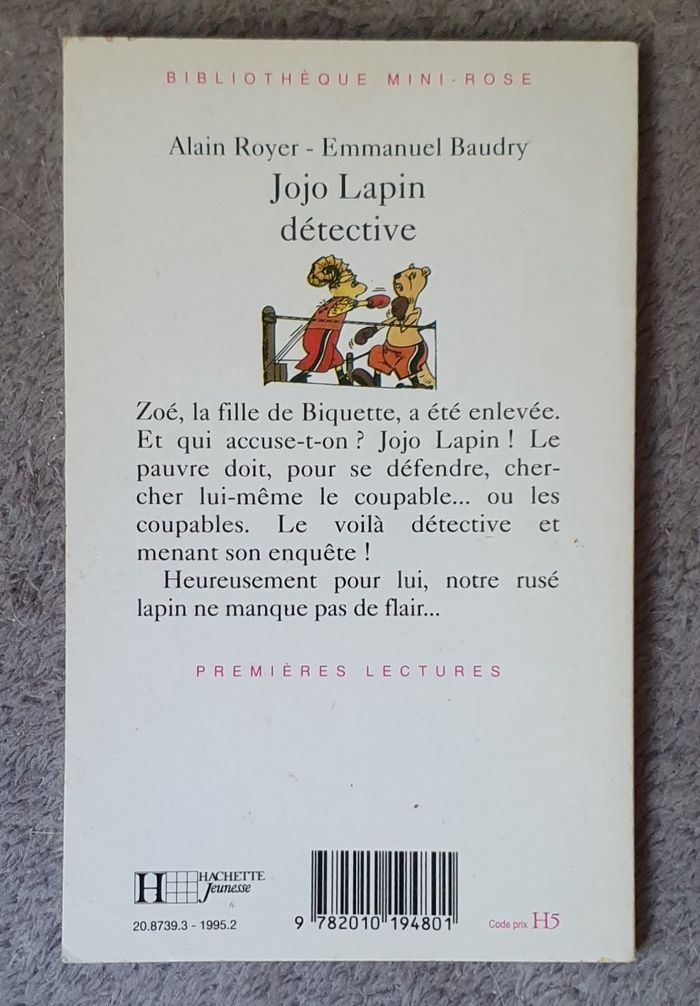Roman Jeunesse, format poche "Jojo Lapin, Détective" (6-8 ans) / Éd. Hachette - photo numéro 2
