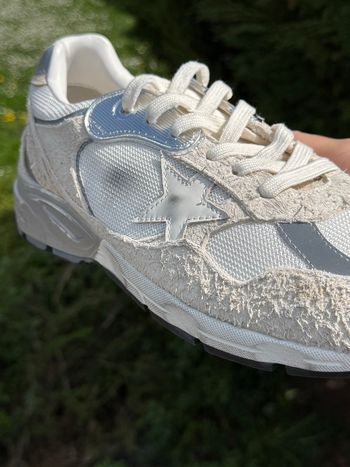 Dad-Star Homme Daim Blanc et gris avec étoile en cuir blanc