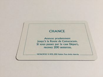 Carte chance 200 sesterces pièce jeu de société Monopoly le tour de Gaule d'Astérix Hasbro #A53