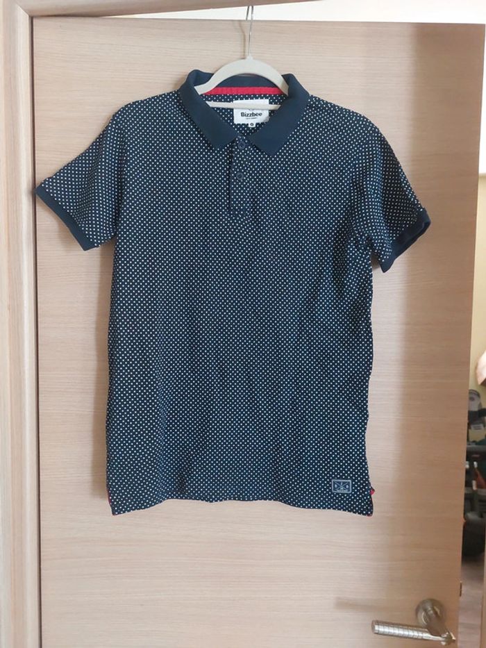 Polo imprimé pois marine