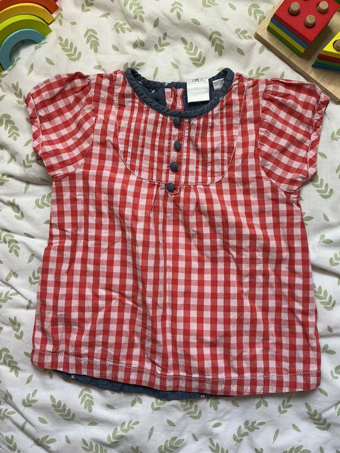 chemise manches courtes à carreaux rouge et blanc cadet rousselle 3 ans - photo numéro 3