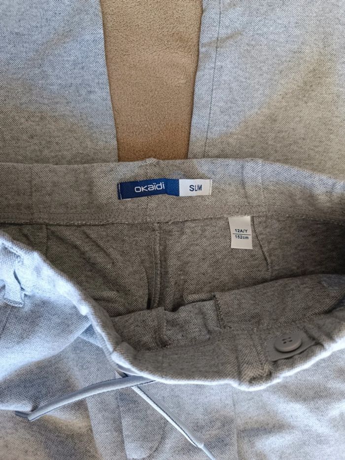 Pantalon slim gris Okaïdi taille 12 ans - photo numéro 4