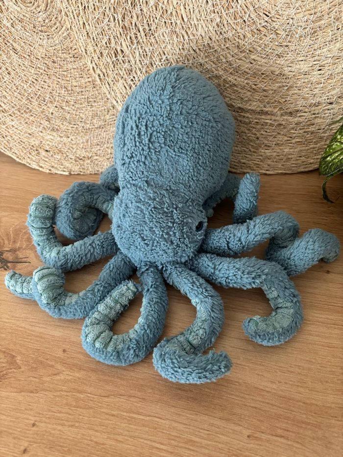 Doudou calamar poulpe bleu turquoise jellycat - photo numéro 3