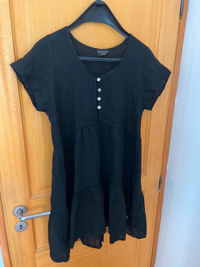 Robe/tunique noire mino du sud en lin