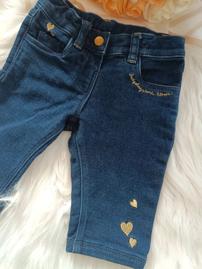 Jean bébé fille coeur Doré 💖 - photo numéro 2