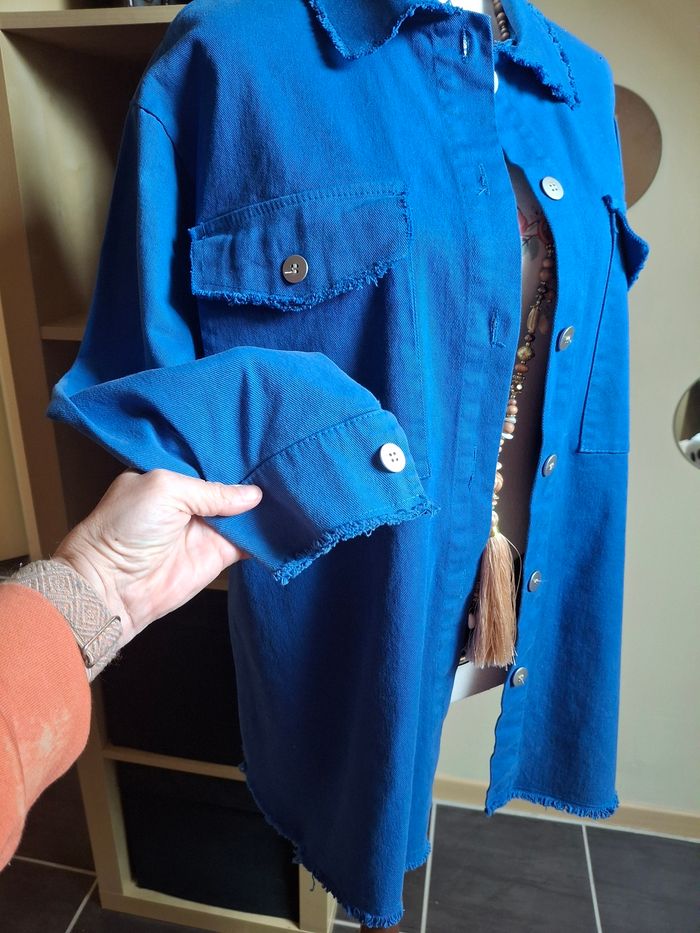 Veste saharienne bleu électrique neuve - photo numéro 2