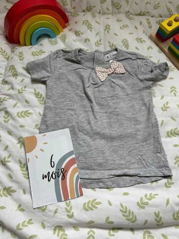 teeshirt manches courtes gris nœud rose 6 mois la redoute