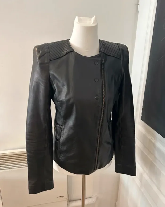 Bel air veste cuir agneau taille 36 noir - photo numéro 4