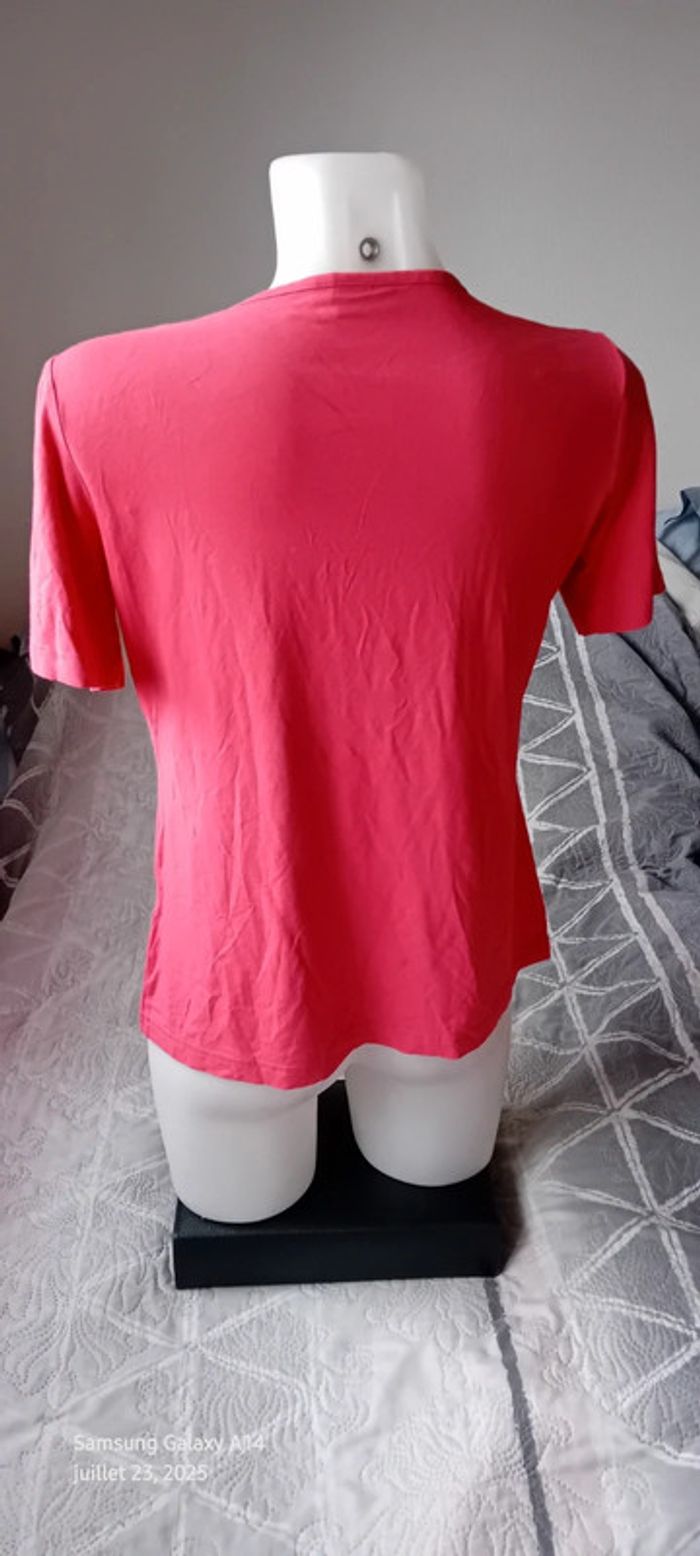 Haut manches courtes fluide col rond avec sequins dorés rose femme L Gabrielle K. - photo numéro 6