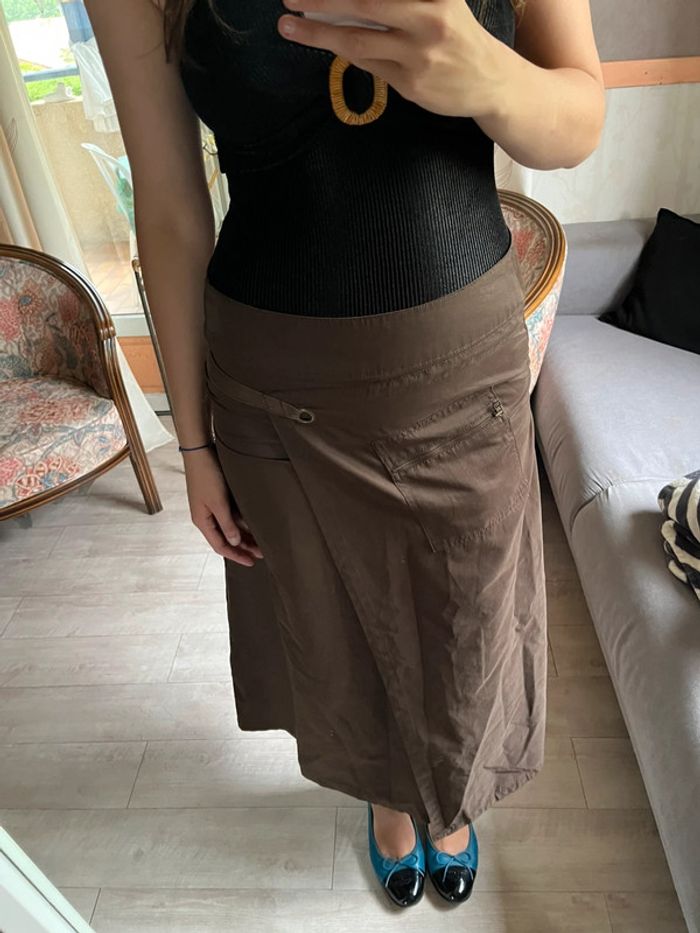 Jupe marron longue maxi skirt vintage y2k 2000yer - photo numéro 3